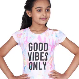 Tiny Girl Girls Pink & White Typography Printed Top-picture-13