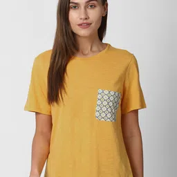 Van Heusen Woman Yellow Solid Round Neck Regular Top-image-40