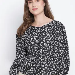 DRAAX Fashions Floral Printed Puff Sleeves Twisted Top-image-45