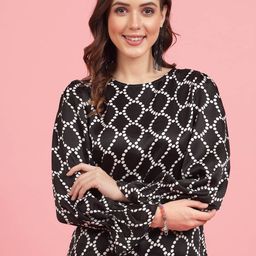 plusS Geometric Printed Bell Sleeves Top-image-49
