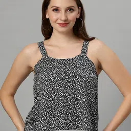 Autumn Hues Geometric Print Square Neck Shoulder Straps A-Line Top-image-53