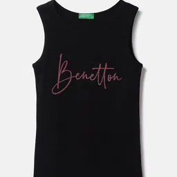 United Colors of Benetton Girls Round Neck Typographic Printed Cotton Top-image-54