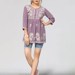 Winza Designer Floral Embroidered A Line Top-image-56