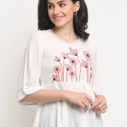 La Zoire White & Red Floral Embroidered Top-image-95