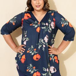 Amydus V-Neck Floral Printed Plus Size Top-image-15