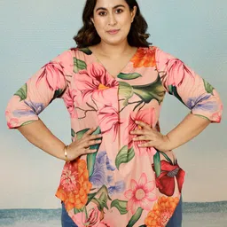 Amydus Plus Size Floral Printed V-Neck Top-27