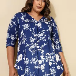 Amydus Floral Printed V-Neck Plus Size Top-image-98
