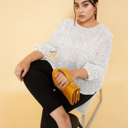 max Plus Size Polka Dots Printed Puff Sleeved Top image 5
