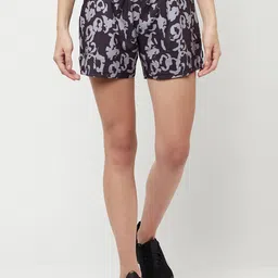 Truerevo Women Black Printed Low-Rise Running Shorts-image-10