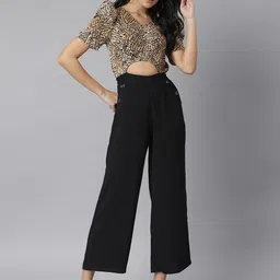 KASSUALLY Black & Beige Printed Basic Jumpsuit-picture-16