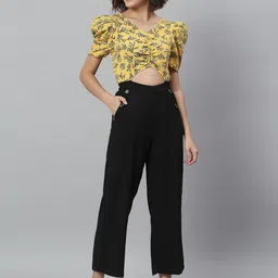 KASSUALLY Women Black & Yellow Colourblocked Basic Jumpsuit-picture-16