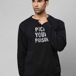 Campus Sutra Men Black & Grey Typography Printed Pullover-image-19