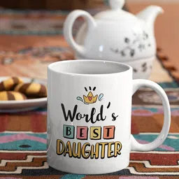 Oye Happy White & Black Printed Ceramic Glossy Mug-38