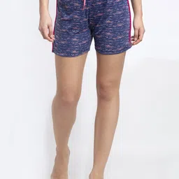 Boston Club Women Blue Striped Shorts-image-34