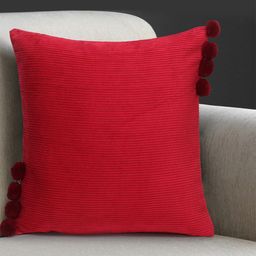 Mezposh Maroon Set of Single Striped Square Cushion Covers-21
