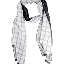 The Tie Hub Men Black & White Striped Scarf-picture-38