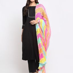 SOUNDARYA Yellow & Pink Striped Dupatta-picture-38