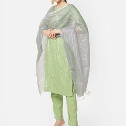 Dupatta Bazaar Grey Woven Design Dupatta image 4