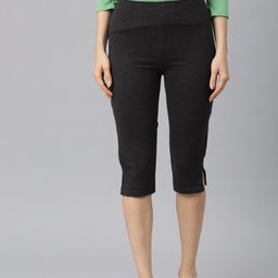 NOT YET by us Women Charcoal Grey Capris-image-76