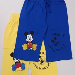 BAESD Girls Pack Of 2 Mickey Mouse Printed Mid-Rise Pure Cotton Capris-image-17