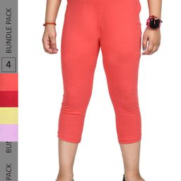 IndiWeaves Girls Pack Of 4 Pure Cotton Capris-image-115