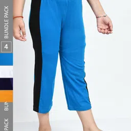 IndiWeaves Girls Pack of 4 Mid-Rise Cotton Capris-picture-22