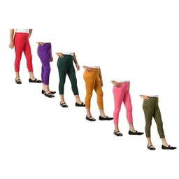 BAESD Girls Pack Of 6 Mid-Rise Skinny Fit Capris-picture-9