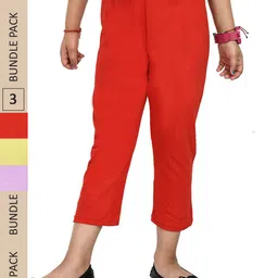 IndiWeaves Girls Pack Of 3 Pure Cotton Capris-picture-40