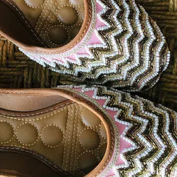 DESI COLOUR Women Pink & Brown Embellished Ethnic Mojaris-image-74