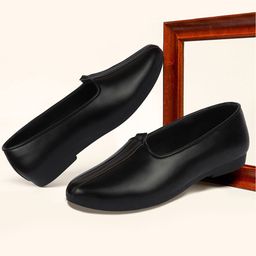 FAUSTO Men Black PU Ethnic Lightweight Mojaris-picture-45