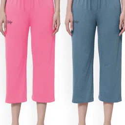 FFLIRTYGO Women Pack Of 2 Solid Lounge Capris-image-2