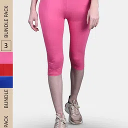 FRENCH KLEIDER Girls Pack of 3 Skinny Fit Mid-Rise Capris-picture-2