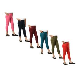 BAESD Girls Pack Of 6 Skinny Fit High-Rise Cotton Lycra Capris-picture-28