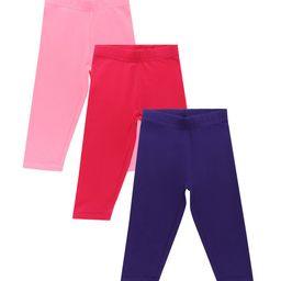 Bodycare Kids Girls Pack Of 3 Red & Pink Capris-image-122
