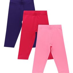 Bodycare Kids Girls Pack of 3 Blue & Fuchsia Cotton Capris-image-55