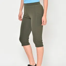 Chkokko Women Olive Green Skinny Fit Capris-picture-15