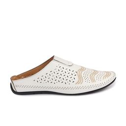 FAUSTO Men Textured Lightweight Mules With Laser Cuts image 2