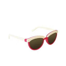 Spiky Unisex Kids Brown Lens & White Cateye Sunglasses with Polarised Lens Zp03_Wht_Pink-White-89
