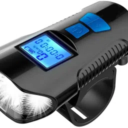 3 in1USB Rechargeable LED Cycle Light Cycle Speedometer and horn LED Front Light-1