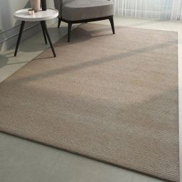 Beige Solid Wool and Viscose 5 ft X 8 ft Hand Woven Carpet-image-77