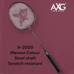 axg new goal Scratch resistant A-2000 Racquets set of 4 with 10 Feather Shuttles & Net Badminton Kit image 3