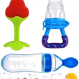 Premium Baby Squeeze Spoon Bottle| Baby Silicone Fruit Shape & Fruit Nibbler Teether and Feeder-image-65