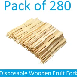 280 Pcs Disposable Wooden Fruit Fork Mini Fork for Snacks (DGS1.134) Disposable Wooden Table Spoon Set-10