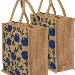 Jute Eco-Friendly & Reusable Grocery Bag With Zip & Handle Pack of 2 (Brown) Pack of 2 Grocery Bags-image-50