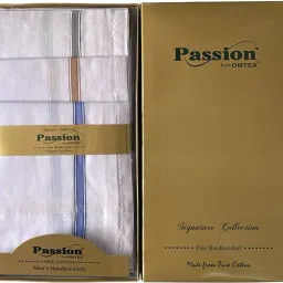 PASSION FROM OMTEX Men's 100% Combed Cotton full face cover Handkerchieves ["WHITE WITH COLORED BORDER"] Handkerchief-image-8