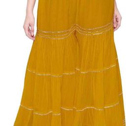 houseofcommon Women Relaxed Yellow Cotton Blend Trousers-picture-0