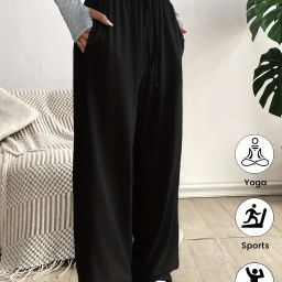 Women Solid Black Track Pants-image-9