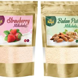 Strawberry & Badam Pista Flavors Milkshake Powder | Instant Milk Drink Mix Combo Pack 100g Each (Strawberry & Badam Pista)-image-68