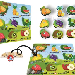 Wooden Fruit Peg Puzzle Learn Fruits With Pictures Names Educational Toy Kids-image-9