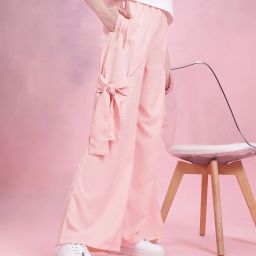 dressberry Women Flared Pink Polyester Trousers-picture-21